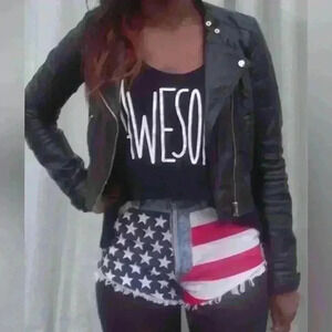 Carmar half American Flag Cut Off Shorts size 26